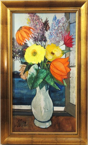 Charles Levier, Still Life Flowers in a Vase, Circa 1970