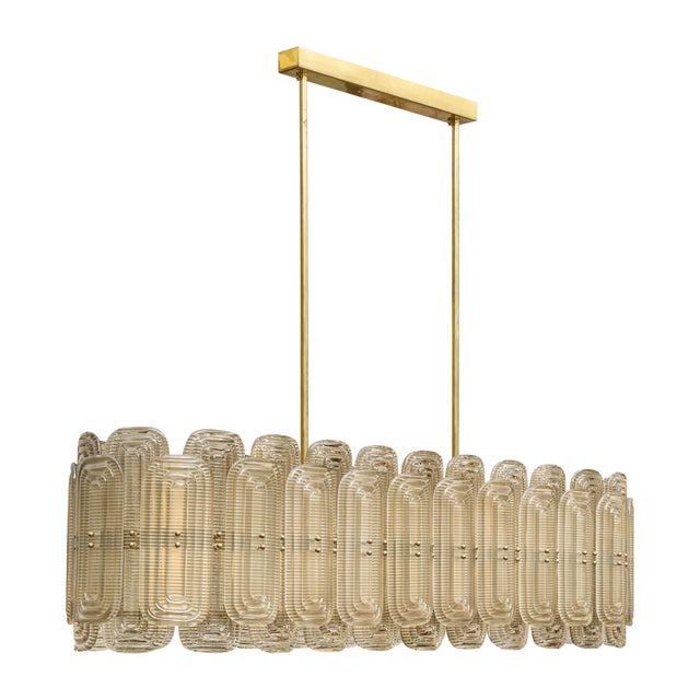 Venetian Glass Chandelier, Murano, Italy, Smoked Glass and Brass For Sale - Image 4 of 9