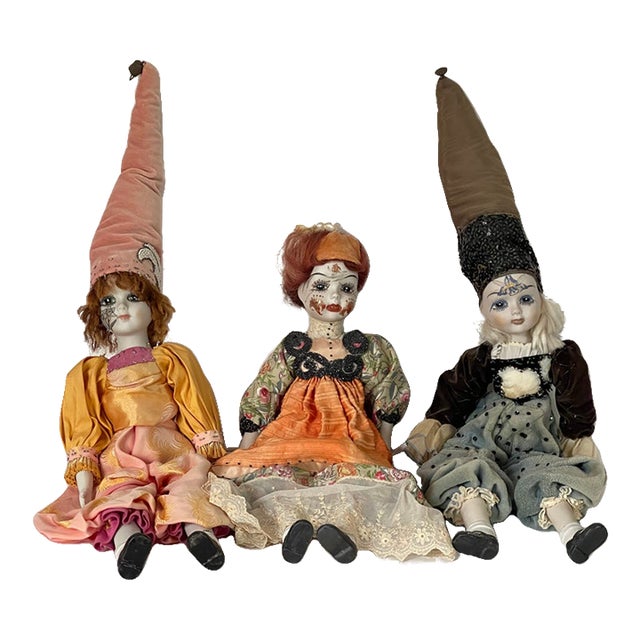 3 Vintage Artist Handmade Porcelain Dolls Signed Cathy Cohen For Sale