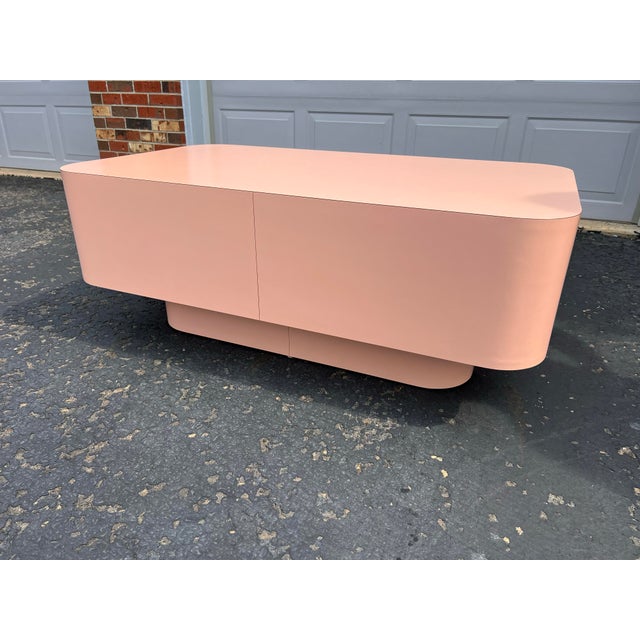 1980 Pink Laminate Coffee Table, custom made by the original owner. Perfect for any space and great for coffee and books...