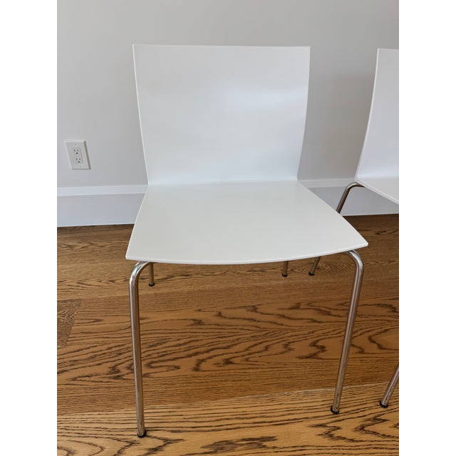 CB2 Cb2 White Slim Chairs-3 in Set For Sale - Image 4 of 6