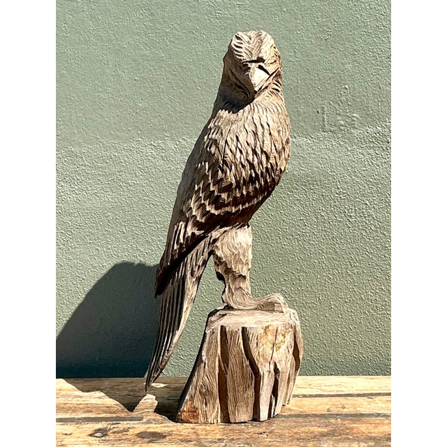 Taupe Vintage Hand Carved Eagle Statue For Sale - Image 8 of 12