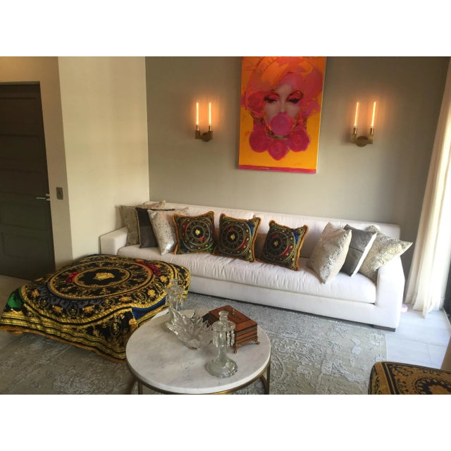 Italian Gold/Black Velvet Throw Made From Upholstery Fabric For Sale - Image 11 of 12