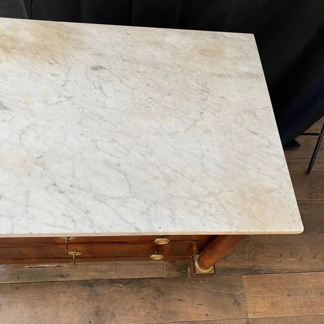 19th Century French Neoclassical Marble Top Commode or Chest of Drawers For Sale - Image 4 of 12