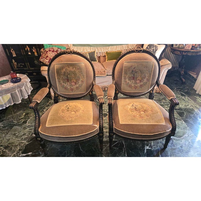 Antique Louis XVI Armchairs, 1890s, Set of 2 For Sale - Image 11 of 11
