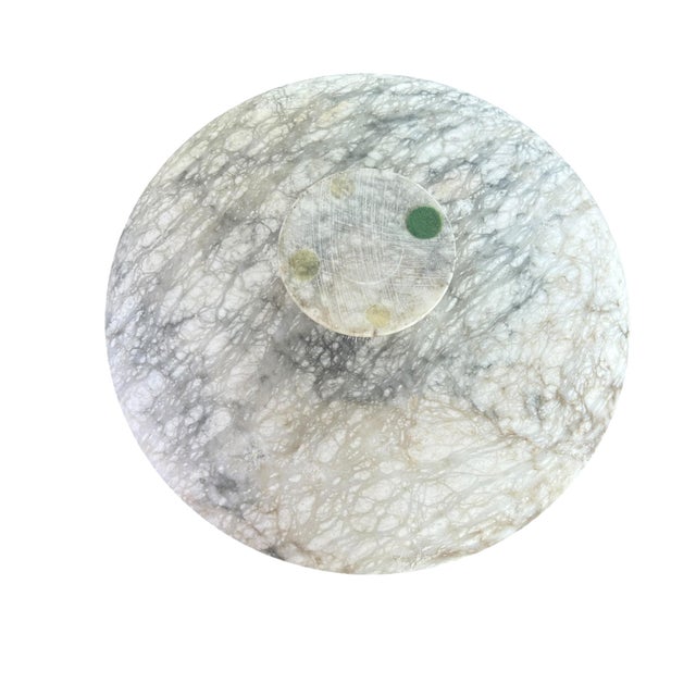 Rustic European Vintage Italian Gray Veined Alabaster Marble Compote Tazza For Sale - Image 3 of 9