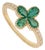 Modern Four-Leaf Emerald Diamond Clover Ring Size 5 in 14k Yellow Gold For Sale
