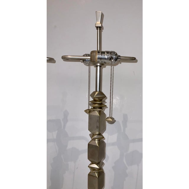 Modern Modern Silver Finished Table Lamps Pair For Sale - Image 3 of 5