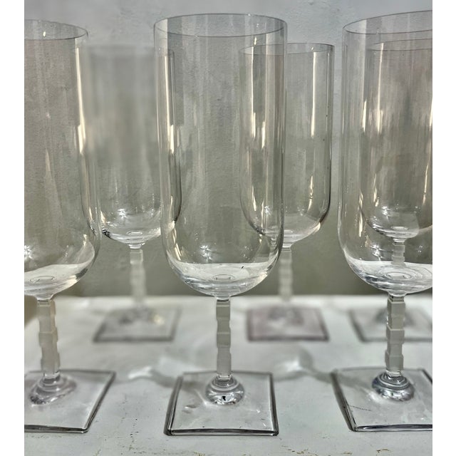 Modern 1990s Mikasa Viewpoint Iced Tea Glasses - Frosted Cube Stem - Set of 6 For Sale - Image 3 of 5