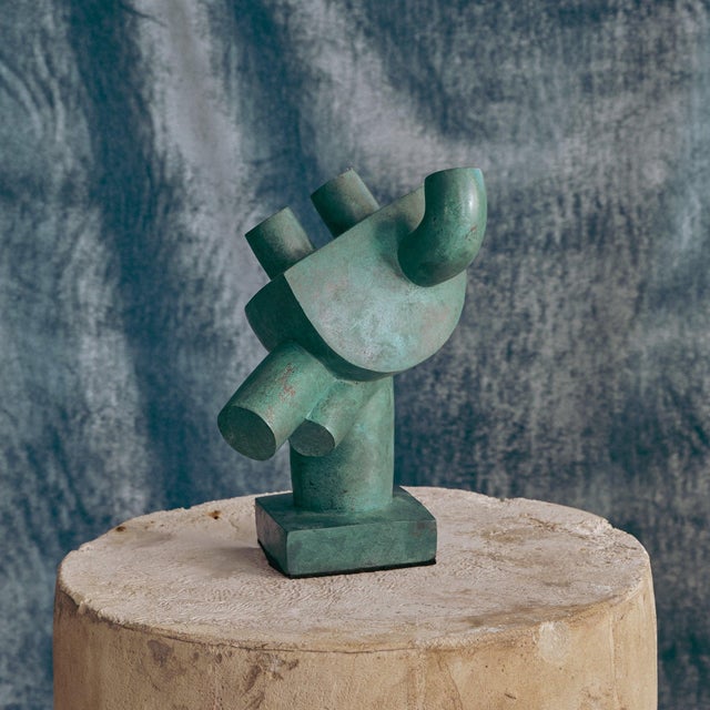 A 20th century French bronze abstract sculpture, signed near the base. Cast in solid bronze and finished with a richly...
