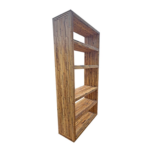Vintage Rattan Bamboo Wicker Large room divider Etagere Shelf in Bielecky Brothers Style High quality heavy piece Finished...