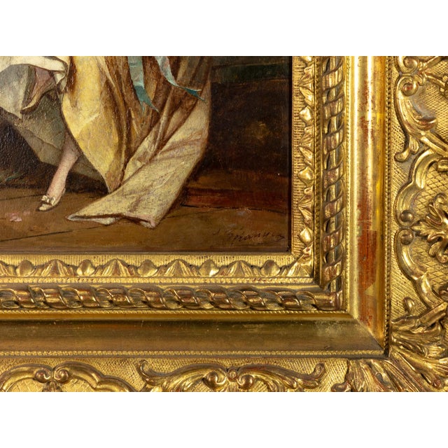 Jean Baptiste Antoine Emile Beranger, Neoclassical Romantic Love Scene, 19th Century, Oil on Canvas For Sale - Image 4 of 10