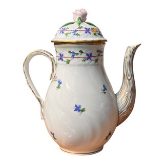 Herend Hungarian Porcelain Blue Garland Coffee Pot For Sale