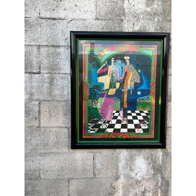 1980s ArtDeco Revival Fashion Illustration Print Framed and Signed by the Artist For Sale - Image 16 of 18