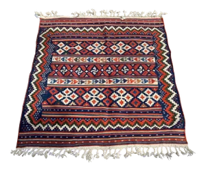 1980s Nomadic Tribal Turkish Kilim Rug