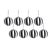 Monochrome Stripe 8-Piece Glass Ball / Bauble Ornament Set, 4" For Sale