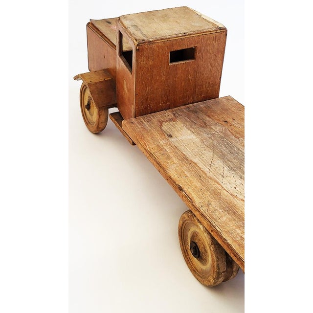 Rustic Antique Handmade Wooden Toy Truck, 1940s For Sale - Image 3 of 11