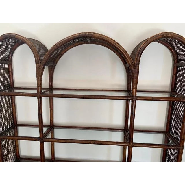 Malacca Rattan & Crystal Bookcase from Vivai del Sud, 1970s For Sale - Image 14 of 18