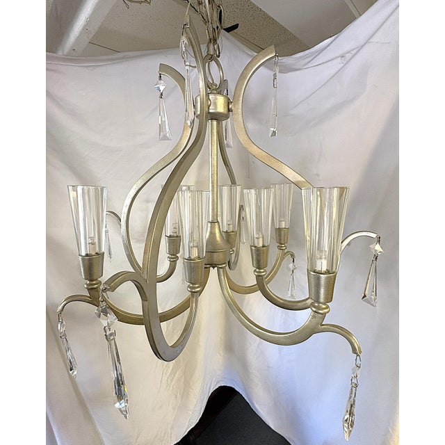 Artcraft 'Madison' 8-Light Chandelier With Silver Leaf Finish and Lucite Shades For Sale - Image 15 of 17