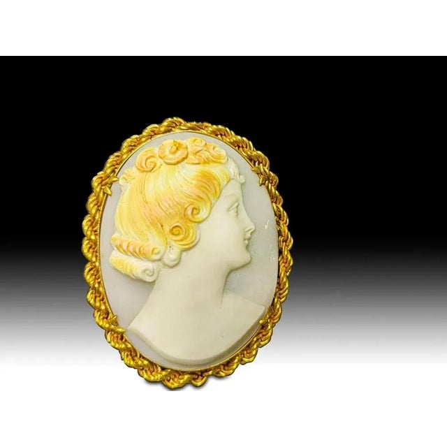 20th Century Oval Pendant in Yellow Gold Cameo in 18k, 1920s For Sale - Image 9 of 10