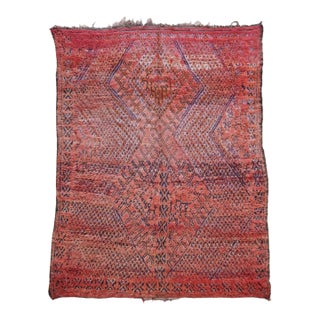 1980s Moroccan Red Wool Rug - 9.6 X 7 Ft For Sale
