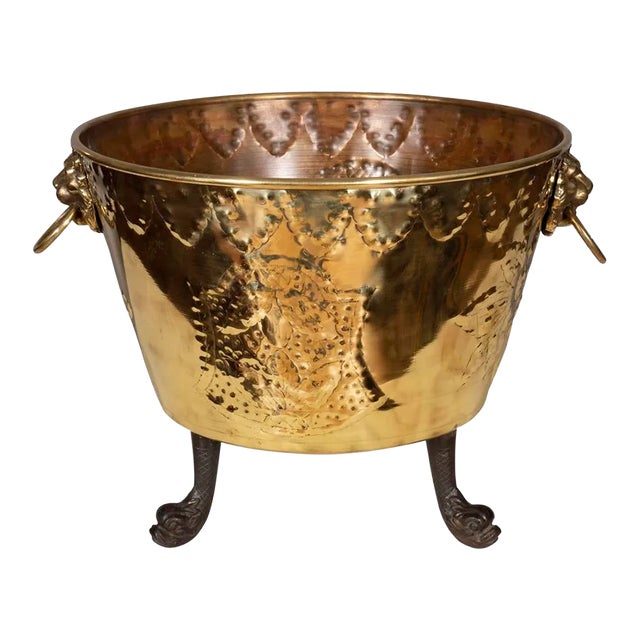 European Brass Fireplace Bucket For Sale