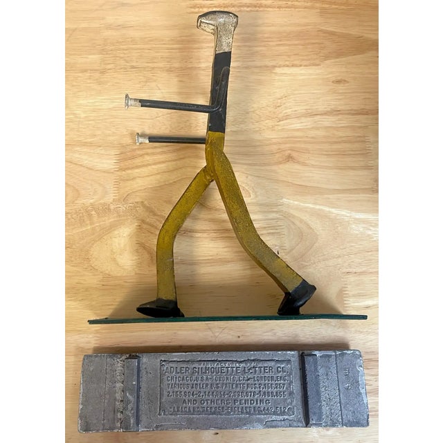 Early 20th Century Folk Art Polychromed Iron Construction Worker Card Holder/ Vide-Poche For Sale - Image 11 of 13