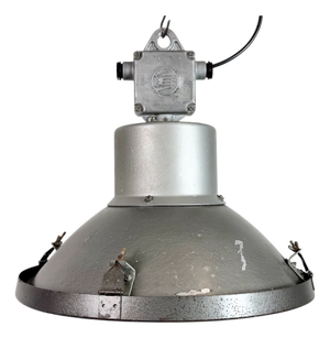Industrial Grey Hammer Paint Pendant Lamp from Elektrosvit, 1960s