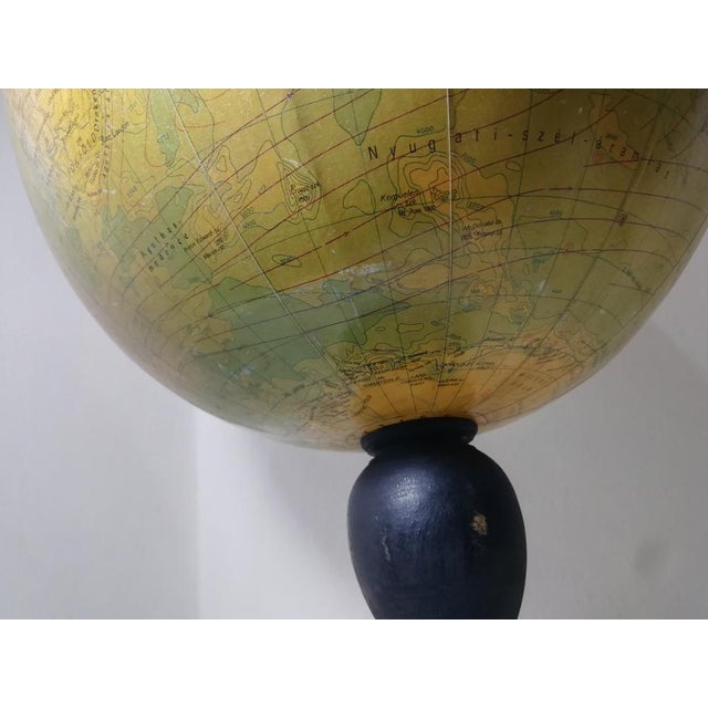 Vintage Globe with Wooden Base from Domborzati, Hungary, 1950s For Sale - Image 6 of 8