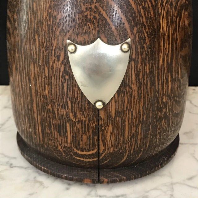 English Early 20th Century British Oak Biscuit Barrel For Sale - Image 3 of 10