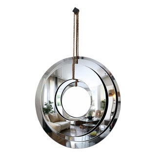 Collimate Silver Hanging Wall Mirror by GTG Design Couture For Sale