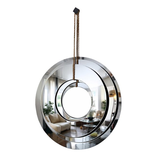Collimate Silver Hanging Wall Mirror by GTG Design Couture For Sale