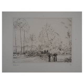 Jean-Emile Laboureur, The Road in the Fir Trees, 1920s, Original Etching For Sale