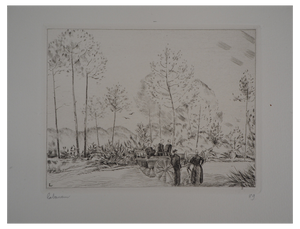 Jean-Emile Laboureur, The Road in the Fir Trees, 1920s, Original Etching