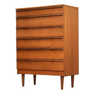 Mid Century Tallboy Teak Dresser by Avalon Yatton For Sale