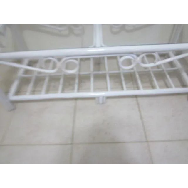Coastal Bamboo Rattan White Coffee Table With Two End Table Glass Top Set of 3 For Sale - Image 4 of 12