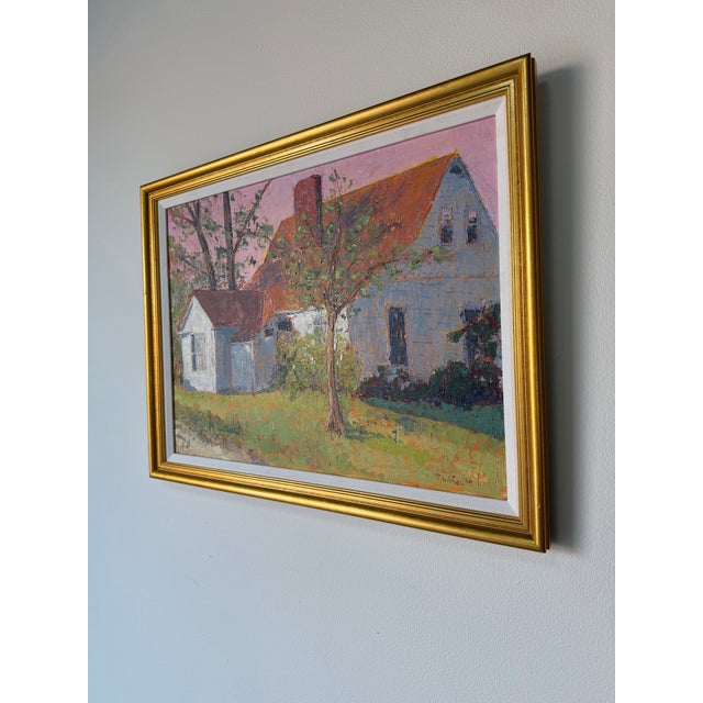 Vintage Anne Thiffault Impressionist Country House Landscape Oil on Board Painting, Framed For Sale - Image 4 of 11
