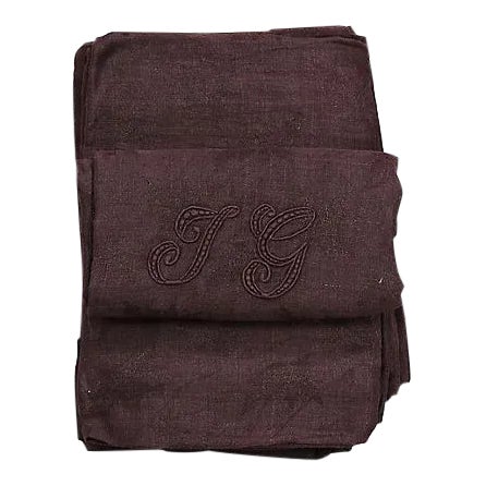 Antique French Dinner Napkins with "j G" Monogram, Set of 6 For Sale