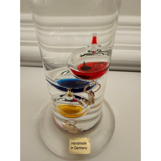 Large Handmade German Galileo Thermometer | Hand-Blown Glass | Colorful Floating Spheres For Sale - Image 4 of 8