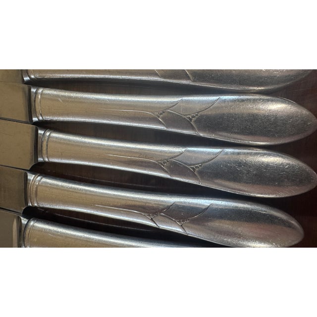 Vintage Silverplate Lady Hamilton Silver Flatware Set, Art Deco, C1932 Oneida Rare - 44 pcs For Sale - Image 10 of 13