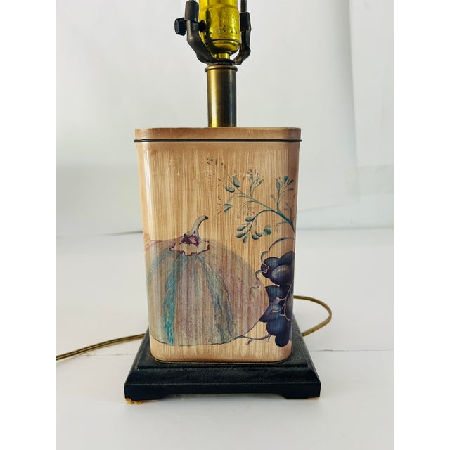 Vintage Midcentury Tin Table Lamp Fruit Design by Louise Carling For Sale - Image 4 of 7