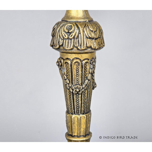 Metal Antique Italian Ornate Gold Candelabra 5 Arms With Koi Fish and Flower Accents For Sale - Image 7 of 11