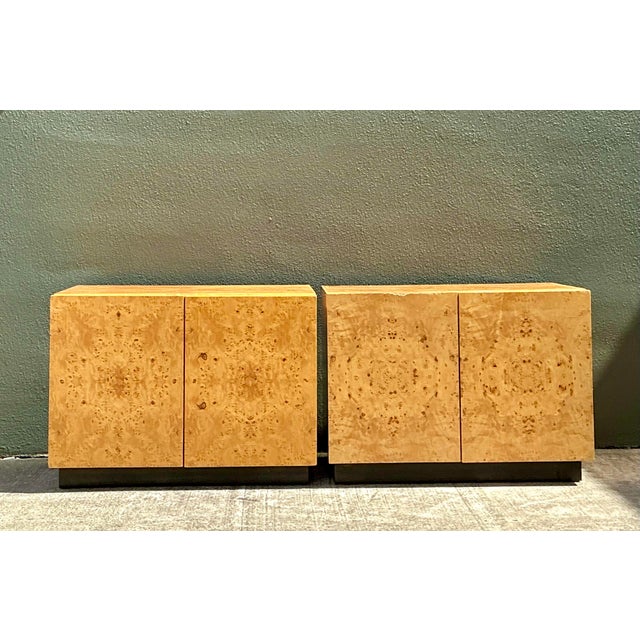 Milo Baughman Vintage 1970s Burl Nightstands After Baughman - A Pair For Sale - Image 4 of 12