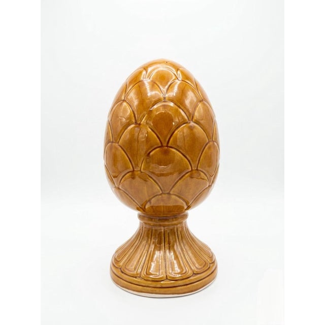 2000 - 2009 Pair of Vintage Mid-Century Italian Ceramic "Pigna" Pinecone Finials For Sale - Image 5 of 10