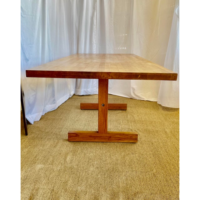1990s Vintage Butcher Block Trestle Base Dining Table by Storehouse