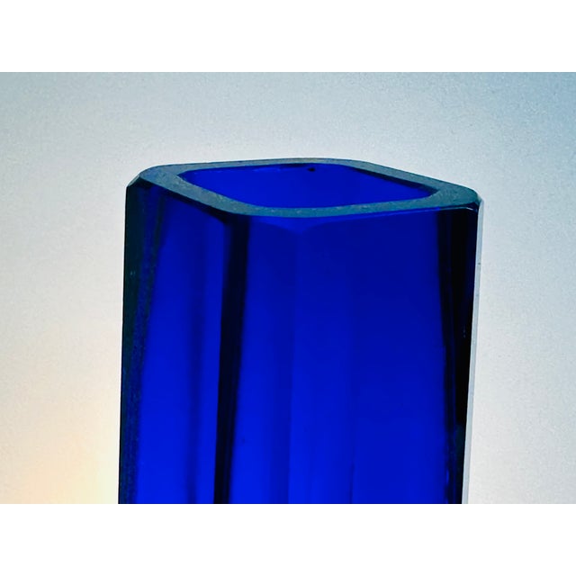 Glass Vintage German Wasungen Block Vase from VEB Glaskunst, 1970s For Sale - Image 7 of 13