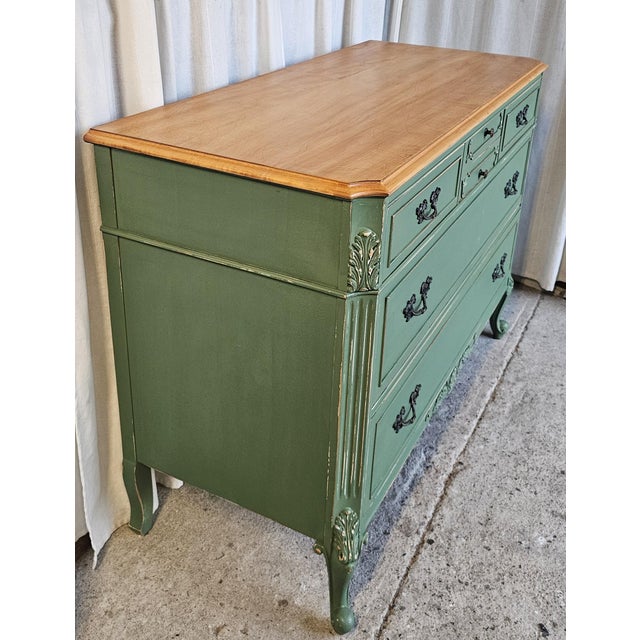Green French Provencial Dresser, Circa 1930's, Louis XV Style For Sale - Image 10 of 18