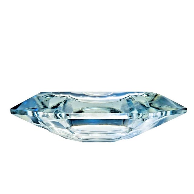 Hollywood Regency Vintage Val Saint-Lambert Heavy Lead Crystal 9" Amadis Faceted Octagon Ashtray For Sale - Image 3 of 8