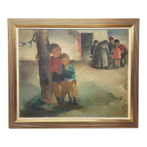 Original 1933 Gino Conti 'children at a Park' Wpa Social Realist Oil Painting