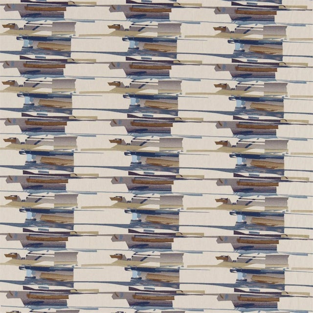 Harlequin Zeal Fabric in Old Navy/Denim/Tan For Sale
